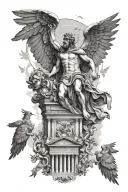 the story of rome with icarus coluseum and cesar tattoo design idea