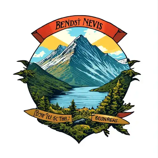 ben nevis scotland mountain range tattoo design idea