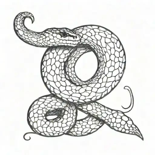 The snake wraps around the shaft in a spiral, with its head near the central prong, facing outward tattoo design idea