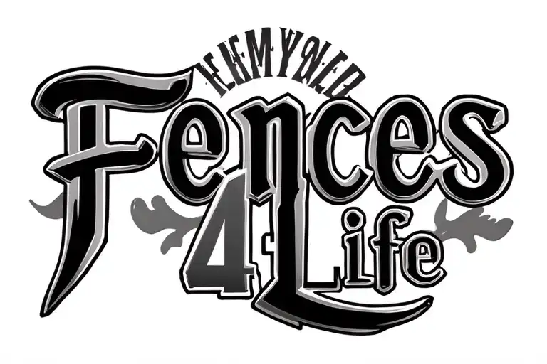 a typography word "Fences4Life" tattoo design idea