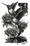 A tribal design incorporating elements of hummingbirds, Chicago, and samurais, representing all your favorite things in one tattoo tattoo design idea