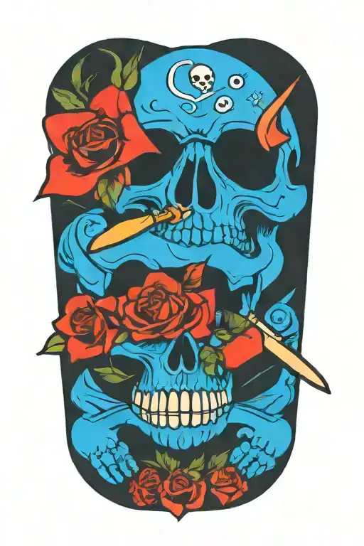 Skull, Dice, dagger tattoo design idea