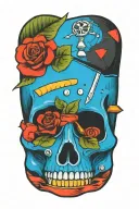 Skull, Dice, dagger tattoo design idea