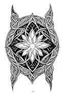 celtic, cosmic, ethereal , asymmetric tattoo design idea