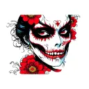 japanese lady face zombie head tattoo design idea