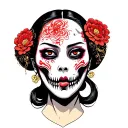 japanese lady face zombie head tattoo design idea