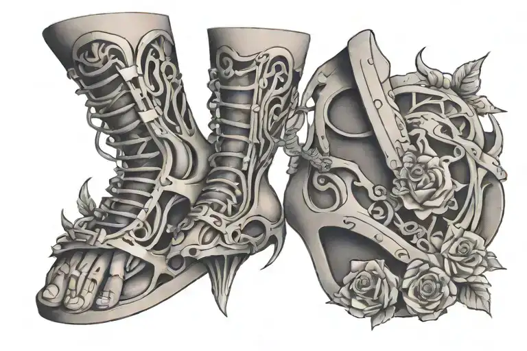 foot tibia fibula needle thread titanium rod screw knee ankle tattoo design idea