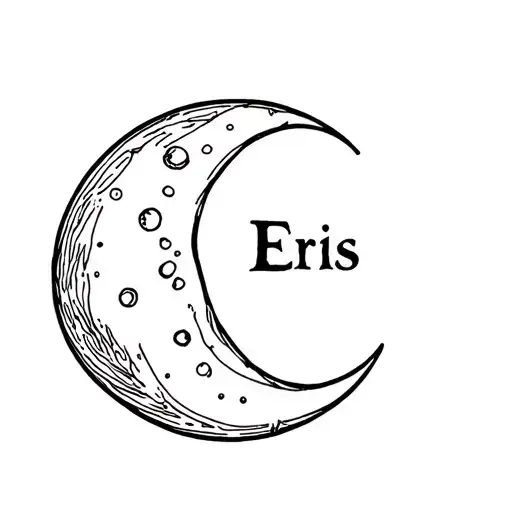 Moon with the name Eris tattoo design idea