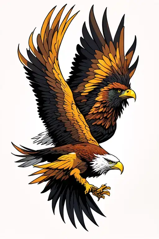 eagle fighting a phoenix  tattoo design idea