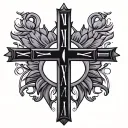 simple cross with Roman numerals tattoo design idea