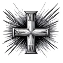 simple cross with Roman numerals tattoo design idea