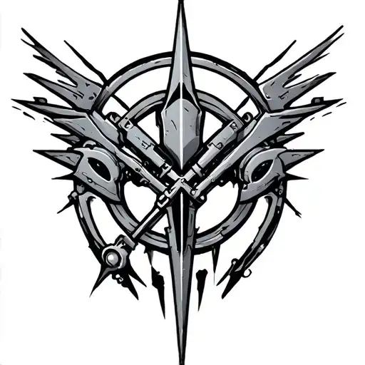 "Steel flash power " adeptus mechanicus symbol tattoo design idea