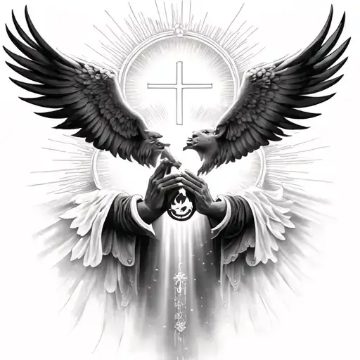 father son and holy spirit Heaven gate tattoo design idea