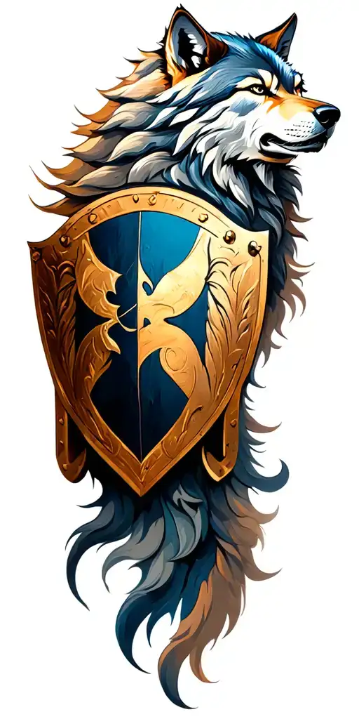 wolf spartan shield tattoo design idea