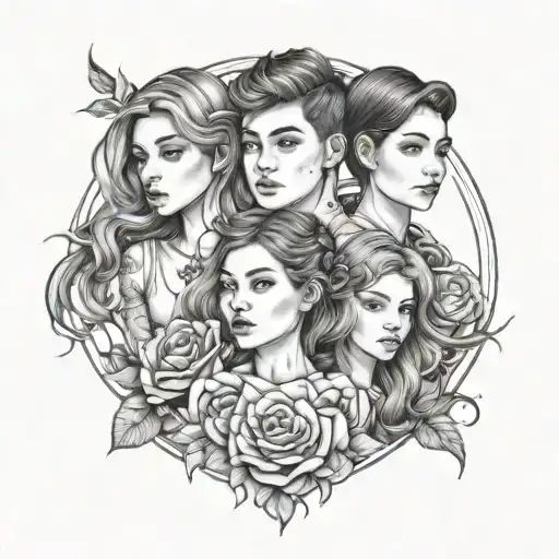 3 Sibling tattoo fine line tattoo design idea