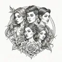 3 Sibling tattoo fine line tattoo design idea