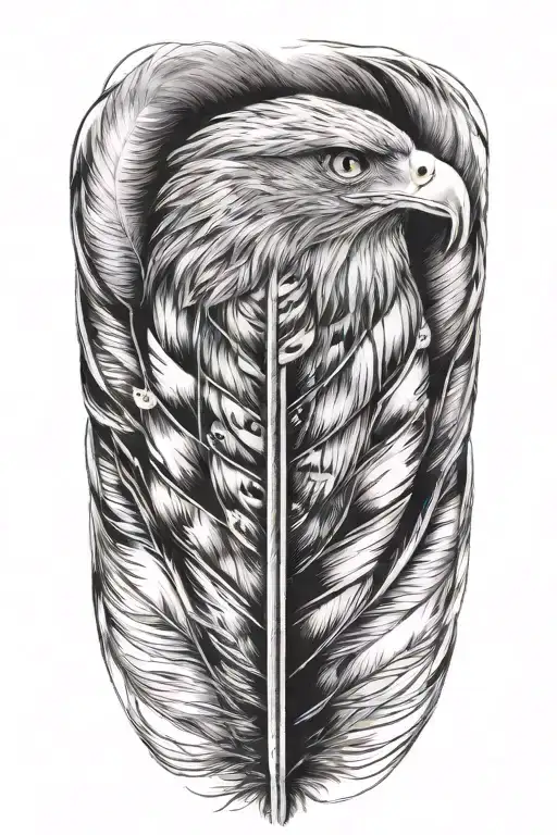 A very realistic golden eagle feather   tattoo design idea