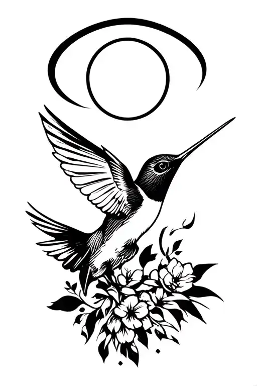 hummingbird with a halo  tattoo design idea