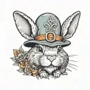 dwarf bunny wearing a hat tattoo design idea