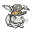 dwarf bunny wearing a hat tattoo design idea