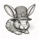 dwarf bunny wearing a hat tattoo design idea