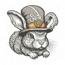 dwarf bunny wearing a hat tattoo design idea