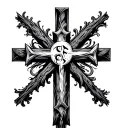 forgiven with a cross through the F tattoo design idea