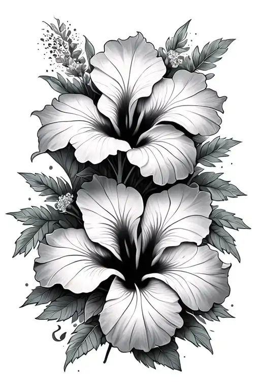 hibiscus flowers but the petals are aztec print tattoo design idea