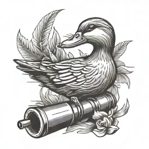 duck call and cross tattoo design idea