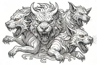 cerberus + hell tattoo design idea