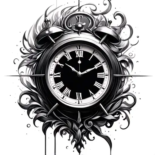analog clock 8:36 tattoo design idea
