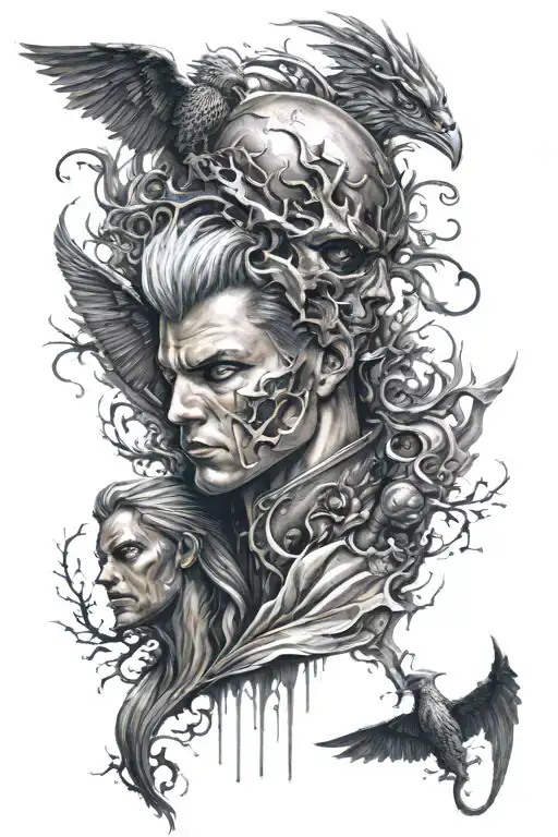good vs evil tattoo design idea