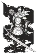 Dark Souls black knight facing the left unsheathing sword tattoo design idea