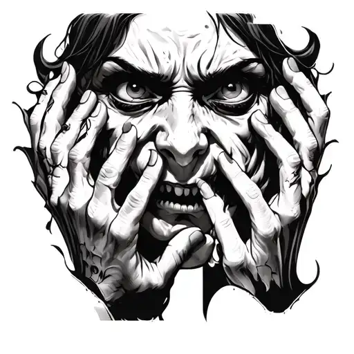 dark realism anxiety evil speak no evil tattoo design idea