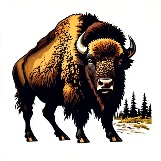 Yellowstone Nation Park bison tattoo design idea