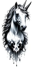 unicorn, aries, clouds, time capsule, crying tears, daughter death tattoo design idea