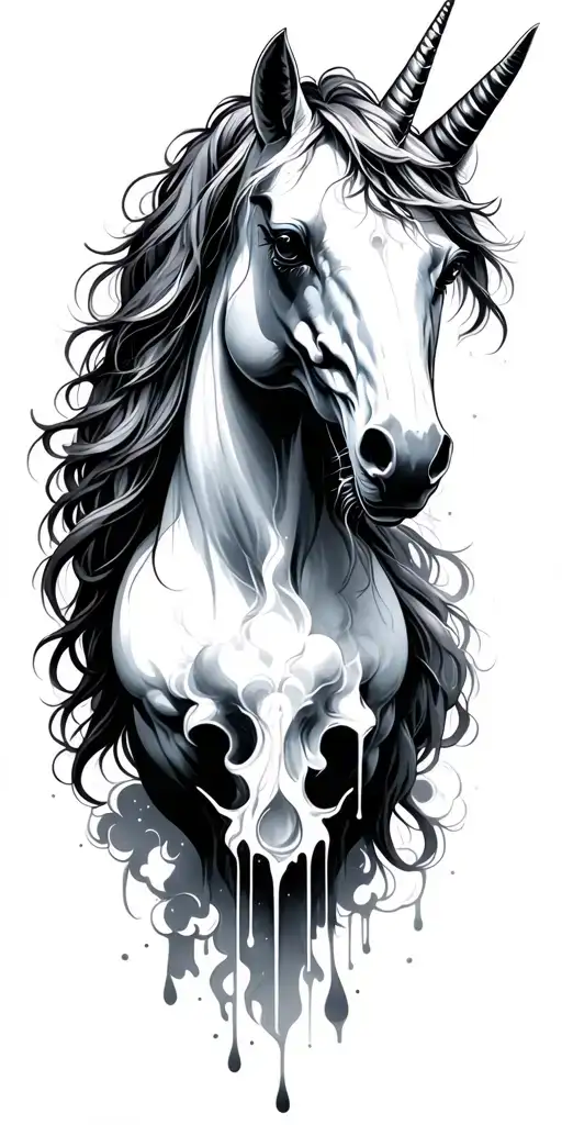 unicorn, aries, clouds, time capsule, crying tears, daughter death tattoo design idea