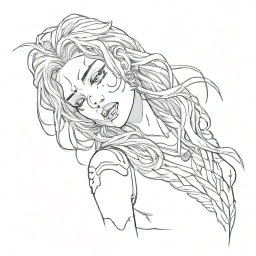 ahegao and grunge style tattoo design idea