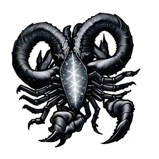 Scorpio Sagittarius Aries constellation intertwined tattoo design idea