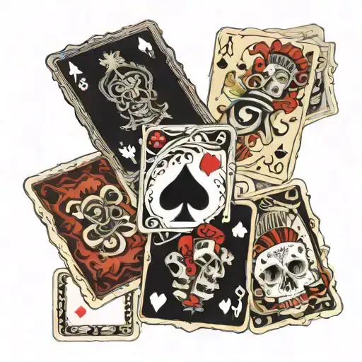 playing cards but each card is a mental illness like anxiety  depression, ocd, and adhd tattoo design idea