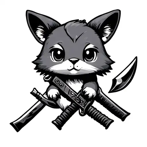 cute animals with weapons tattoo flash tattoo design idea