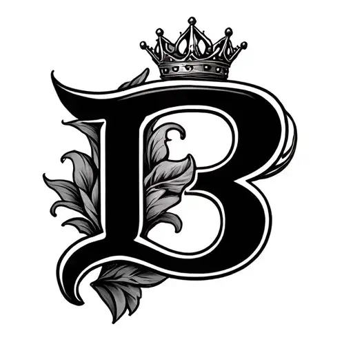 the letter b with a crown on it  tattoo design idea