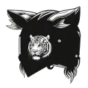 tiger head with jet motorcycle helmet and angel wings tattoo design idea