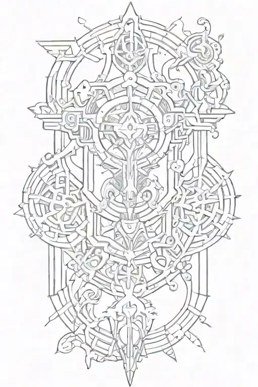 cyber sigilism medieval tattoo design idea