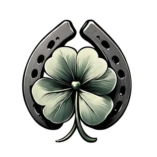 Four leaf clover and horse shoe tattoo design idea