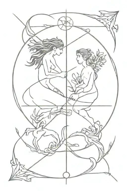 Sagittarius and cancer zodiac combined for couples male and female   tattoo design idea