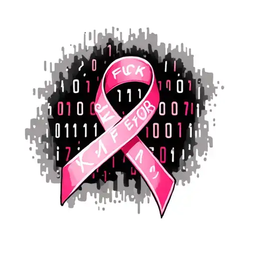 morse code of fuck cancer forming the shape of a pink ribbon tattoo design idea