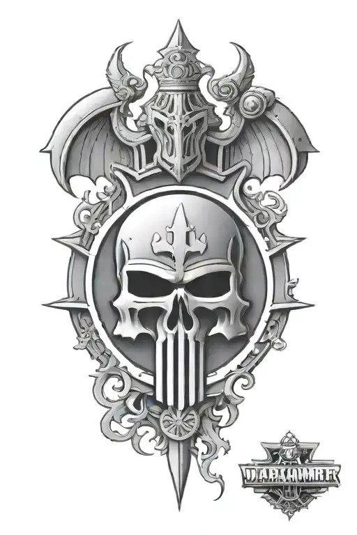 warhammer 40k imperial logo surrounded tattoo design idea