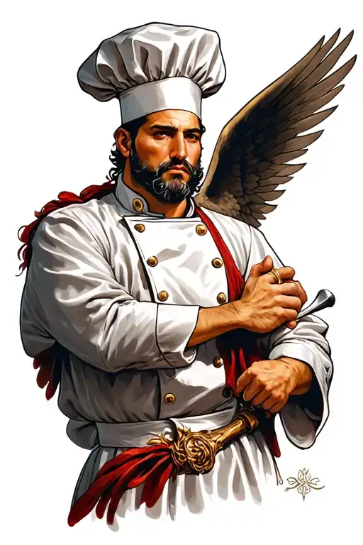 Saint Micheal chef tattoo tattoo design idea