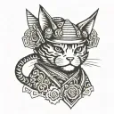 samurai cat tattoo design idea